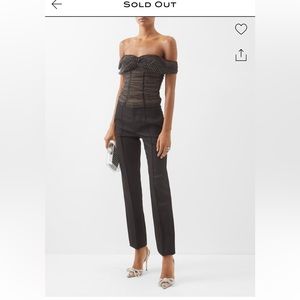 Self-Portrait diamanté fishnet off shoulder top NWT!